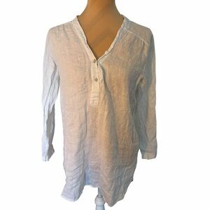 100% Linen White Button-Up Tunic